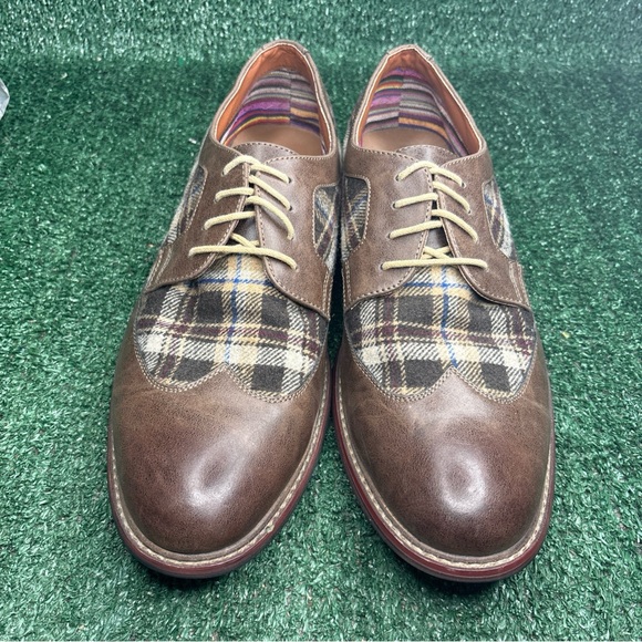 MetroCharm Dress Casual Vintage Style Plaid Spectator Shoes Wingtip Mens Size 13 main image 11
